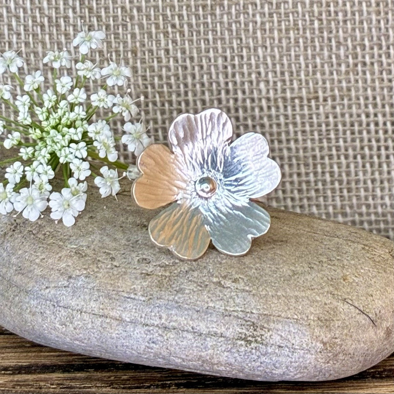 Silver Rounded Flower Ring