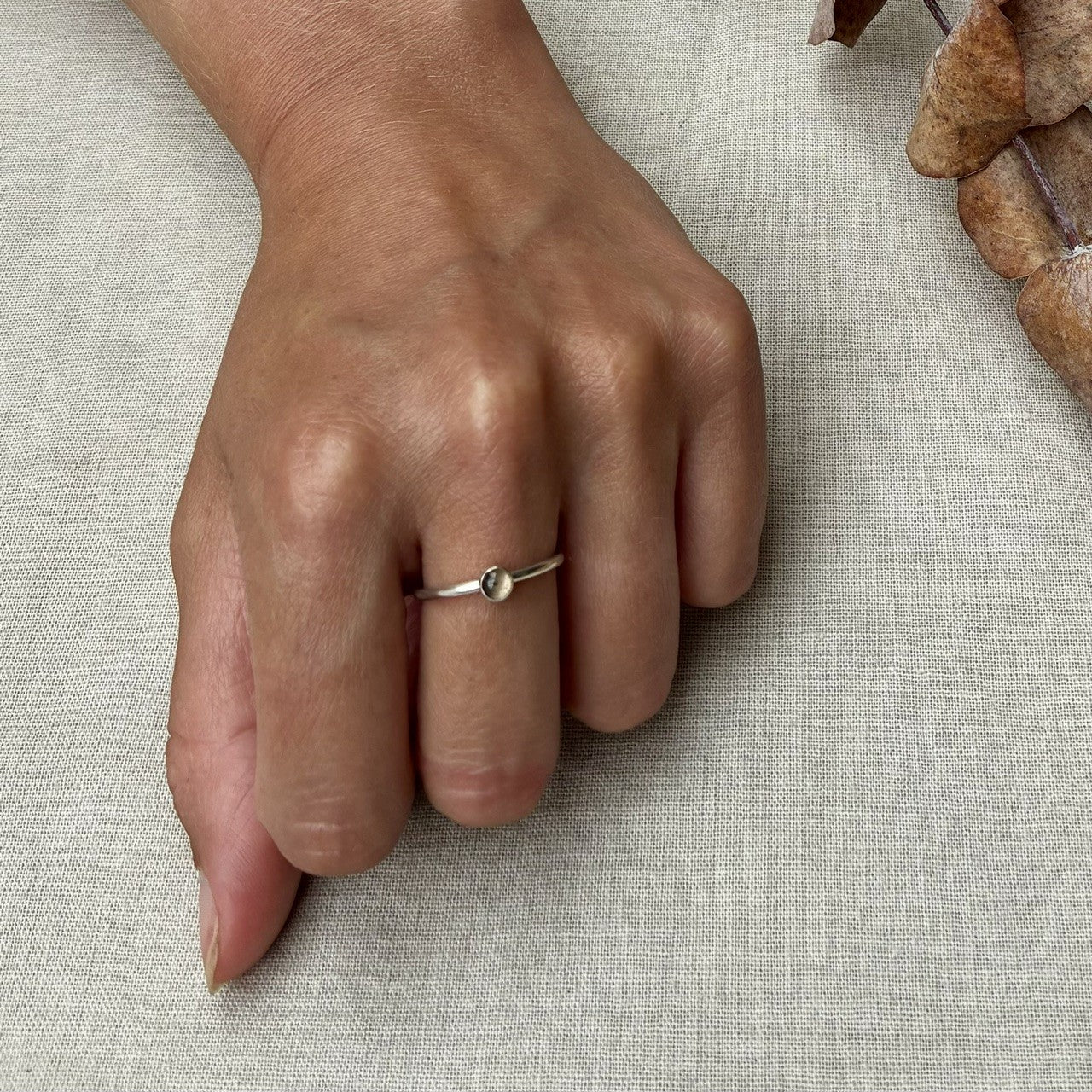 Slim Band Ring with Smoky Quartz