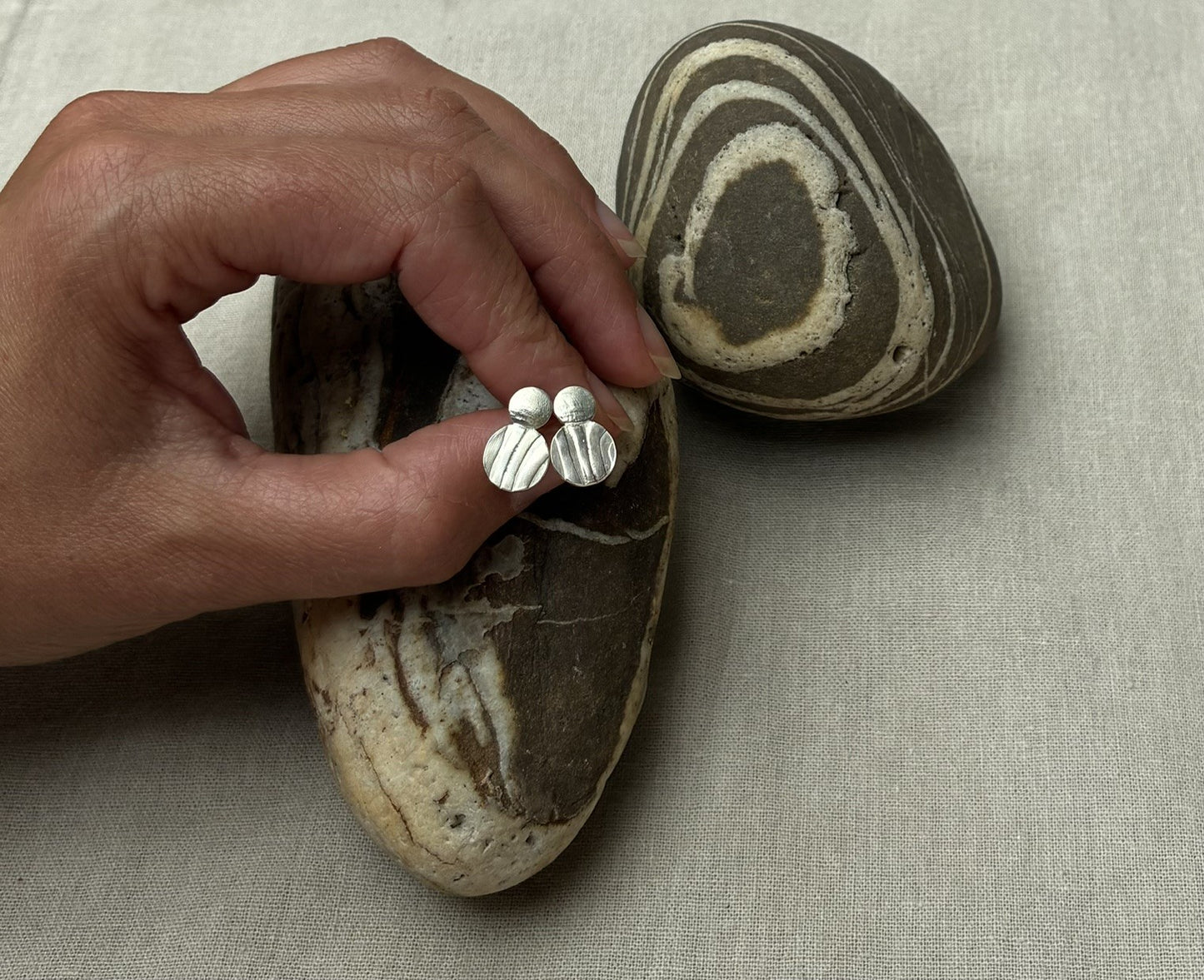 Pebble drop stud earrings