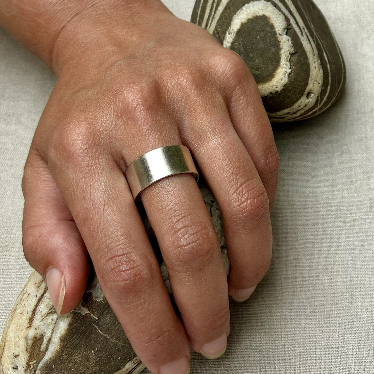 Wide Silver Band- Satin or Polished