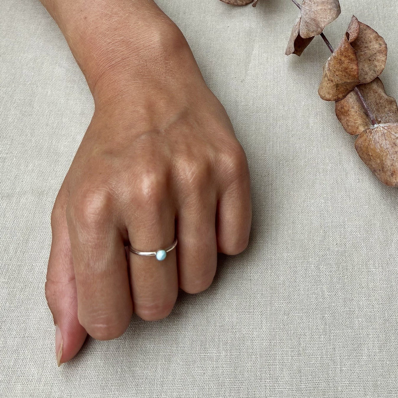 Slim Band Ring with Larimar