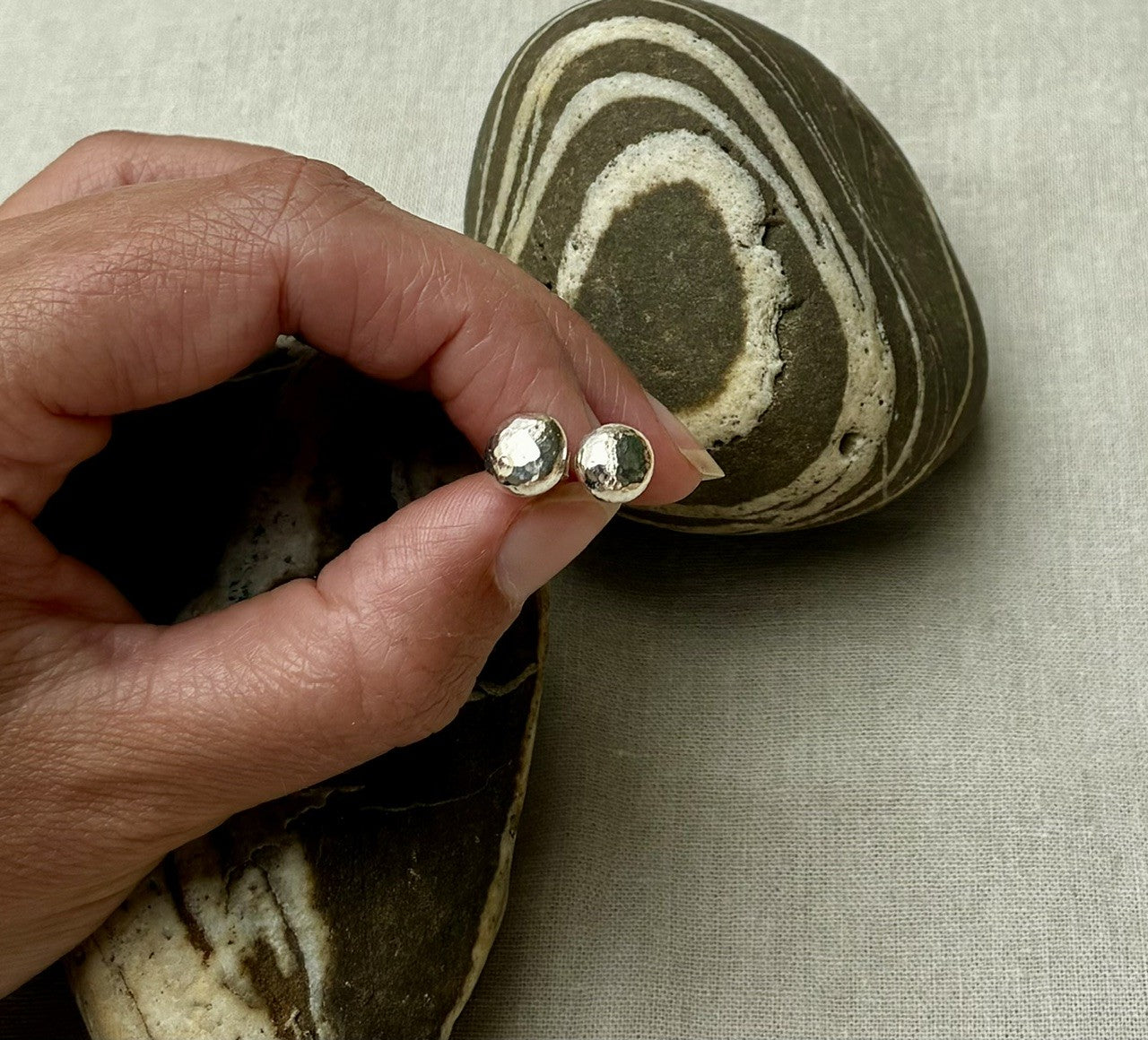Pebble stud earrings