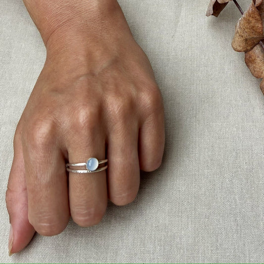 Two stacking rings with moonstone